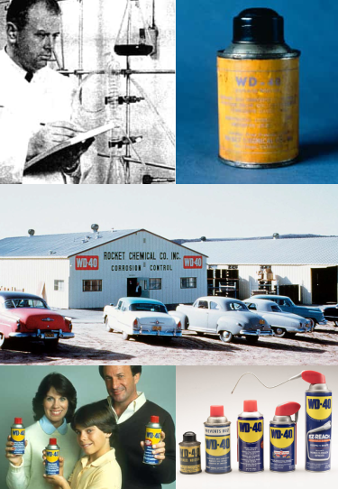 Collage of photos from WD-40 history